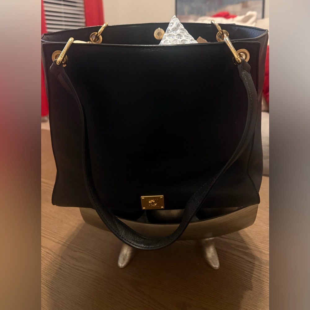 Ralph Lauren Black Leather Tote Bag